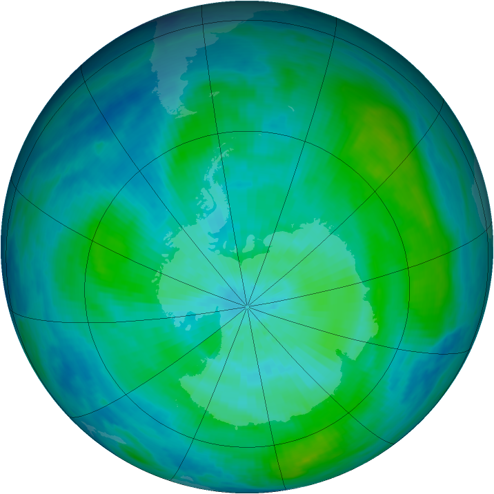 Antarctic ozone map for 04 March 1984